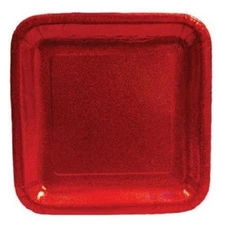 24 Pieces Creative Converting Glitz Red 7" Square Prismatic Dessert Plates 