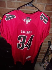 "OUTLAWS" "HURST"  ALLESON Athletic Football Jersey Sample YOUTH LARGE 34 RED