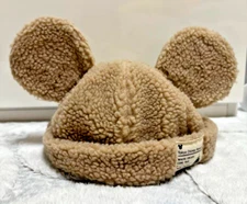 Tokyo Disney Resort Ears Mickey Fluffy Winter Cap Hat Brown Japan limited