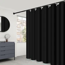Waterproof Fabric Shower Curtain with 3 Magnets 72x72 inch Black Shower Curtain