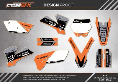 2003 2004 Graphics Kit for KTM SX 200 250 450 520 Decals Stickers Moto MX