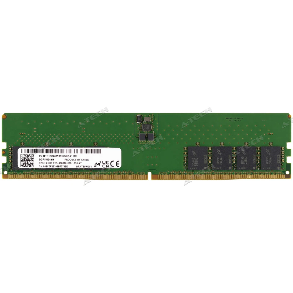 Micron 32GB 2Rx8 PC5-4800 DIMM DDR5-38400 288-Pin Non-ECC Desktop Memory RAM 1x - Image 2 of 4