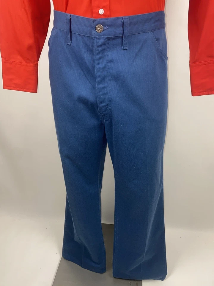 Calça Levis Vintage GRANDE E Sta Prest Levi’s Azul Perna Larga Disco Anos 70 Masculina 40 31 - Imagem 3 de 4