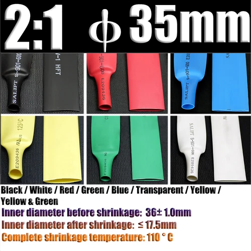 φ35mm Heat Shrink Tube 2:1 Polyolefin Heatshrink Tubing Wire Cable Sleeving