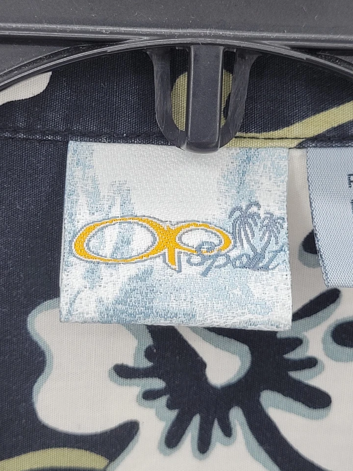 Camisa hawaiana OP Ocean Pacific para hombre mediana negra floral tropical Y2K ropa de calle Foto 4 de 4