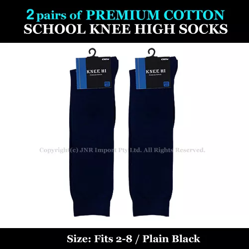 Premium Cotton Plain Knee High Size 2-8 or 6-11-Cheer Leader Girls Sydney Seller - Picture 8 of 15