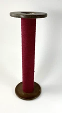 Vintage Metal Spool Large 13.5" Industrial Bobbin Wool Red Thread Cottage Core