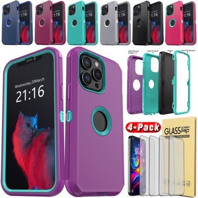 Purple Iphone 11 Rugged Case With Screen Protector For Apple