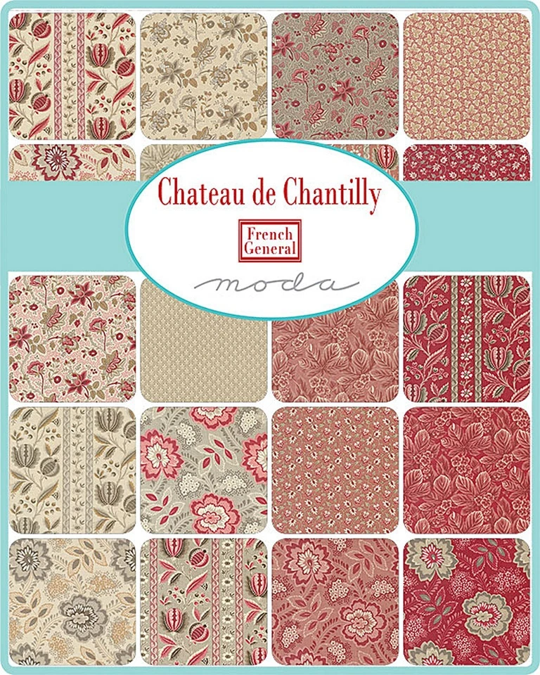Charm Pack "Chateau Chantilly" Blumen Patchwork Stoff Moda, 42 Scraps à 12,7cm - Bild 3 von 4