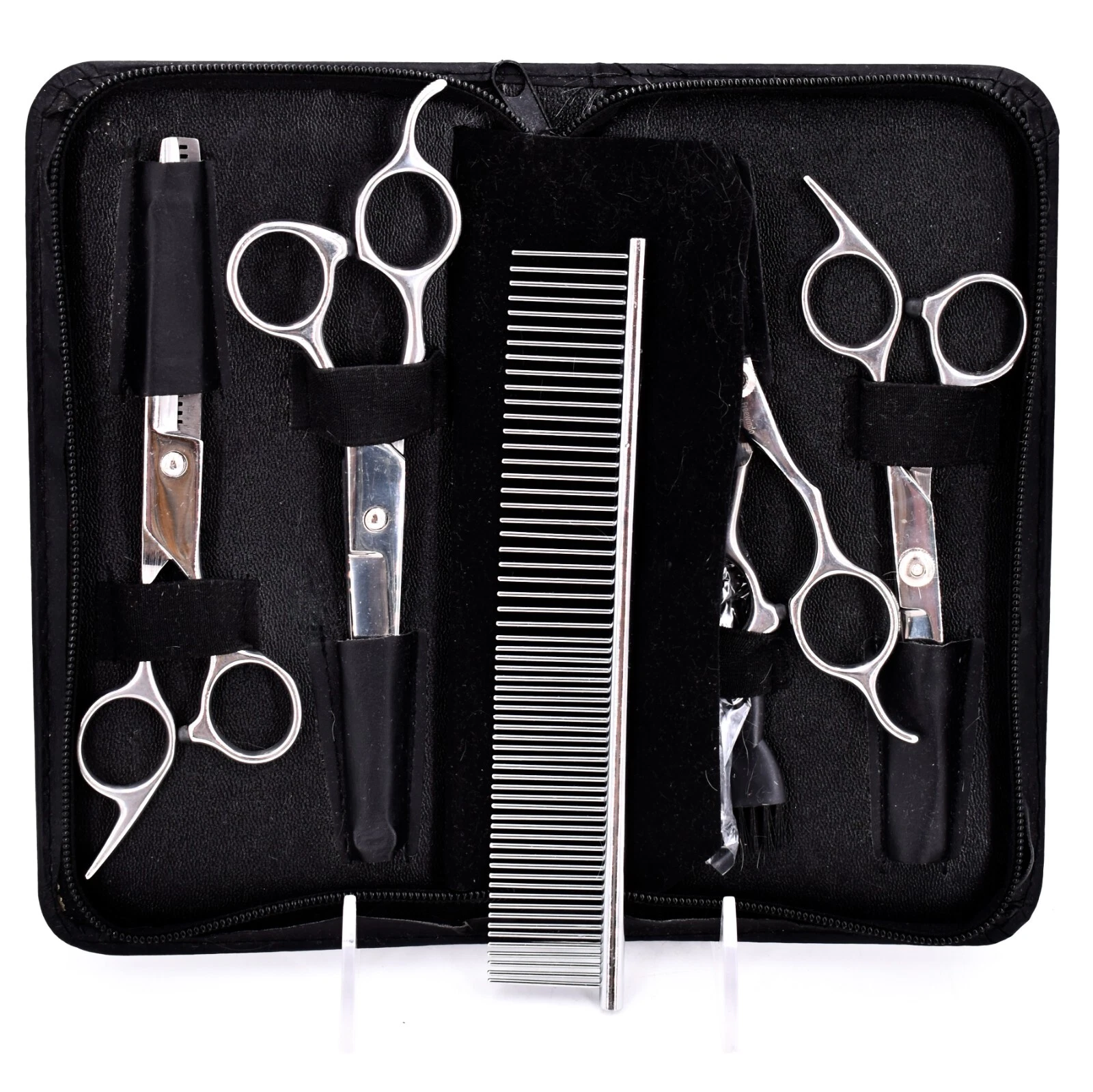 Pet Scissor Grooming Set,6x,Thinning,Cut,Trim,Mini Trim,Comb,File,Leather Case