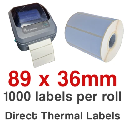 Direkte Thermische Etiketten 89 x 36 mm 1000/Rolle - Weiß Barcode Adresse Aufkleber Zebra