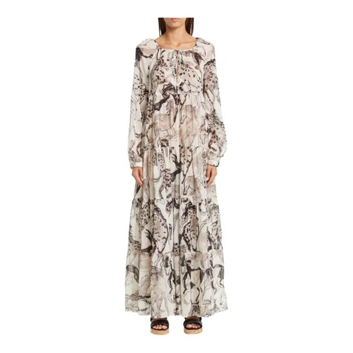 Stella McCartney Kayln Horse Printed Tiered Silk Maxi Dress Abstract Size L - Picture 1 of 14