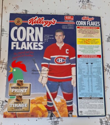Kellogg's Corn Flakes Cereal Box Maurice Richard