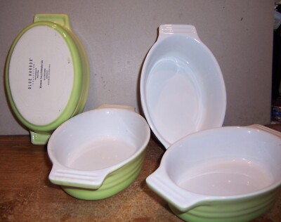 VINTAGE BLUE HARBOR Set of Four (4) Greentone Small Casserole Dishes