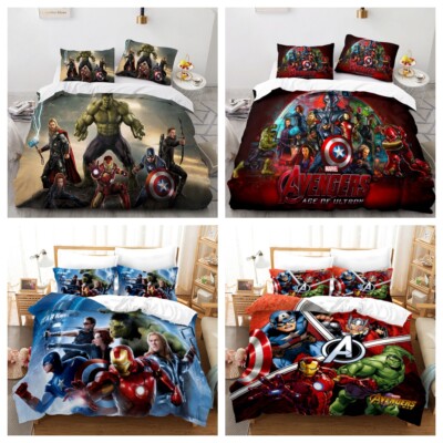 Neu 3D Marvel The Avengers Bettbezug Set Bettwäsche Set Einzel Doppel Geschenk