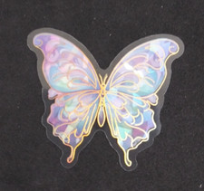 Beautiful Bright Colorful Butterfly Transparent Sticker 1.75" x 2.18" X