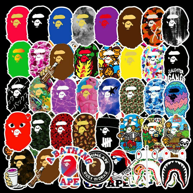 50Pcs Hypebeast BAPE Stickers Pack Bomb Vinyl Skateboard Guitar