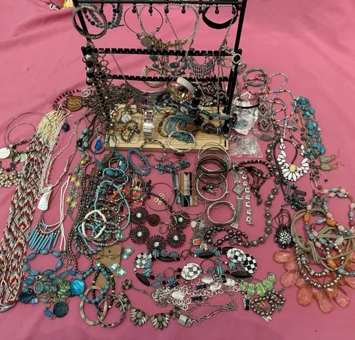 7 Lb Southwest Style Costume Jewelry Beaded Sterling Monet Napier Alex Ani Lot