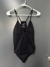 Free People Intimately Sz M/L Women s One-Piece Bodysuit Ribbed Black Solid