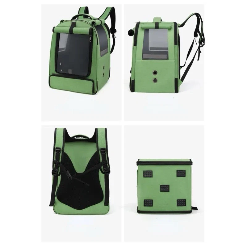 Bird Pet Travel Backpack Hands Free Green Removable Perch Bird Cat Dog 11 Pd Max