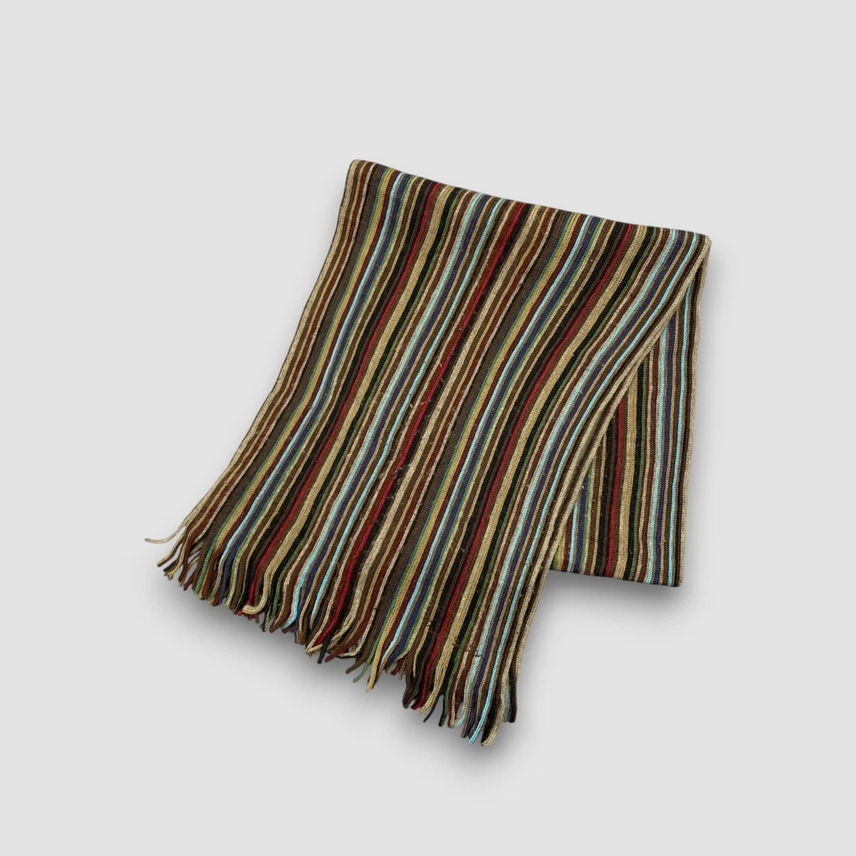 Vintage Paul Smith Wool Scarf Classic Fringe Ribbed Knit Winter Warmer Scarves - Image 3 of 4