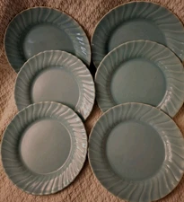 Vintage Franciscan Coronado Aqua Turquoise Matte Swirl 10" Dinner Plate Set of 6