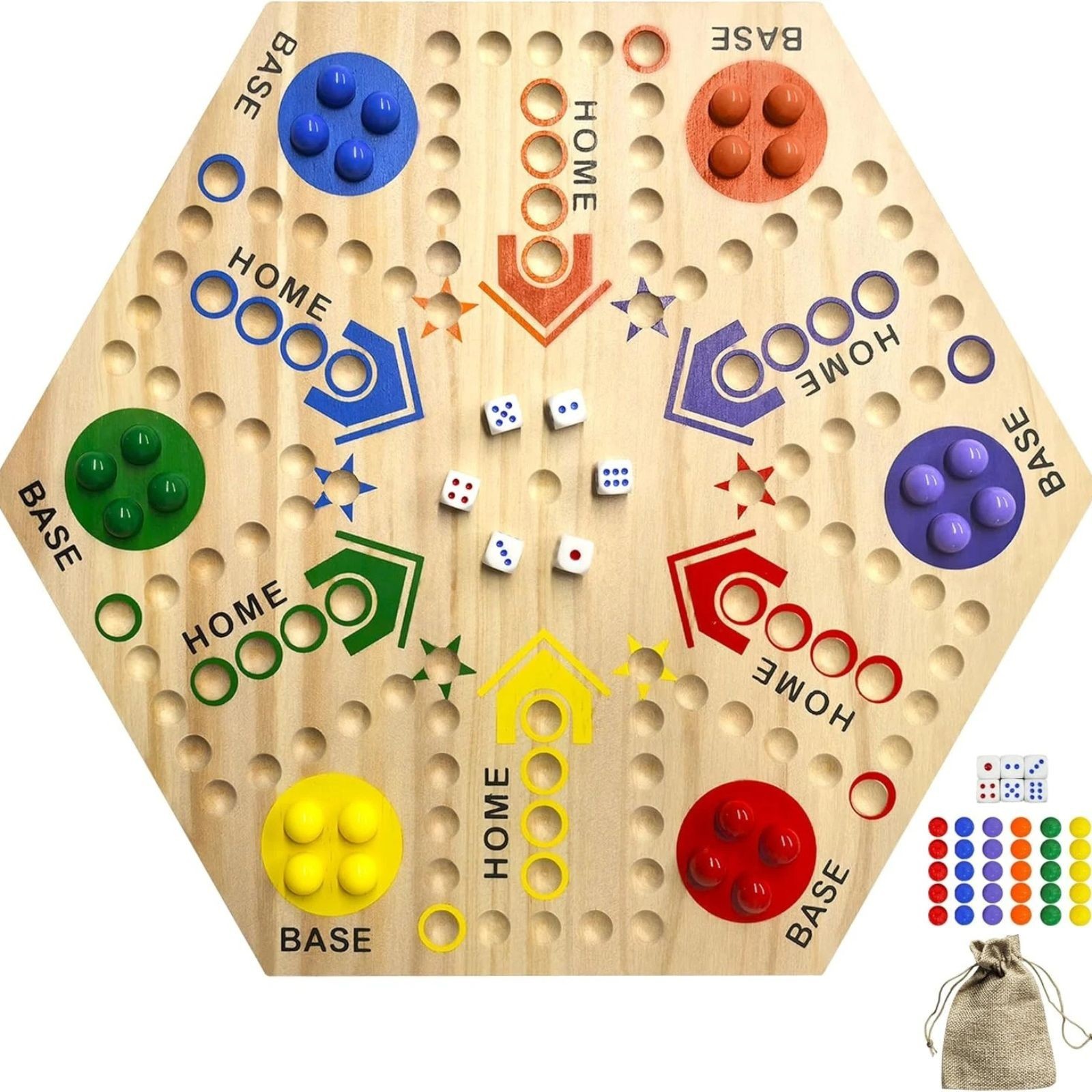 Wooden Classic Marble Game Double Sided 15" Vintage