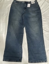 Jessica Simpson Zinnia Wide Leg Boyfriend Jeans Studded Size 16 NWT