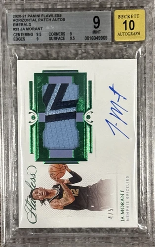2020 Panini Flawless Ja Morant Patch Auto Emerald /5 #23 BGS 9