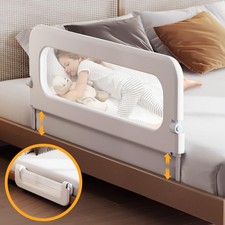 Baby Bed Guard Rail for - 48in Adjustable Heights, Swing Down Bedrail, Extra ...