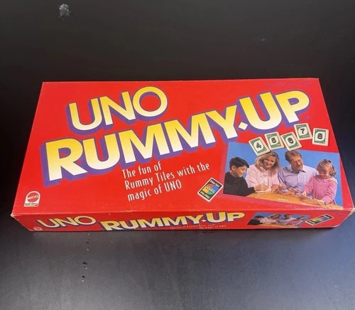 Vintage UNO RUMMY-UP Game 1993 Mattel COMPLETE In Box With Instructions