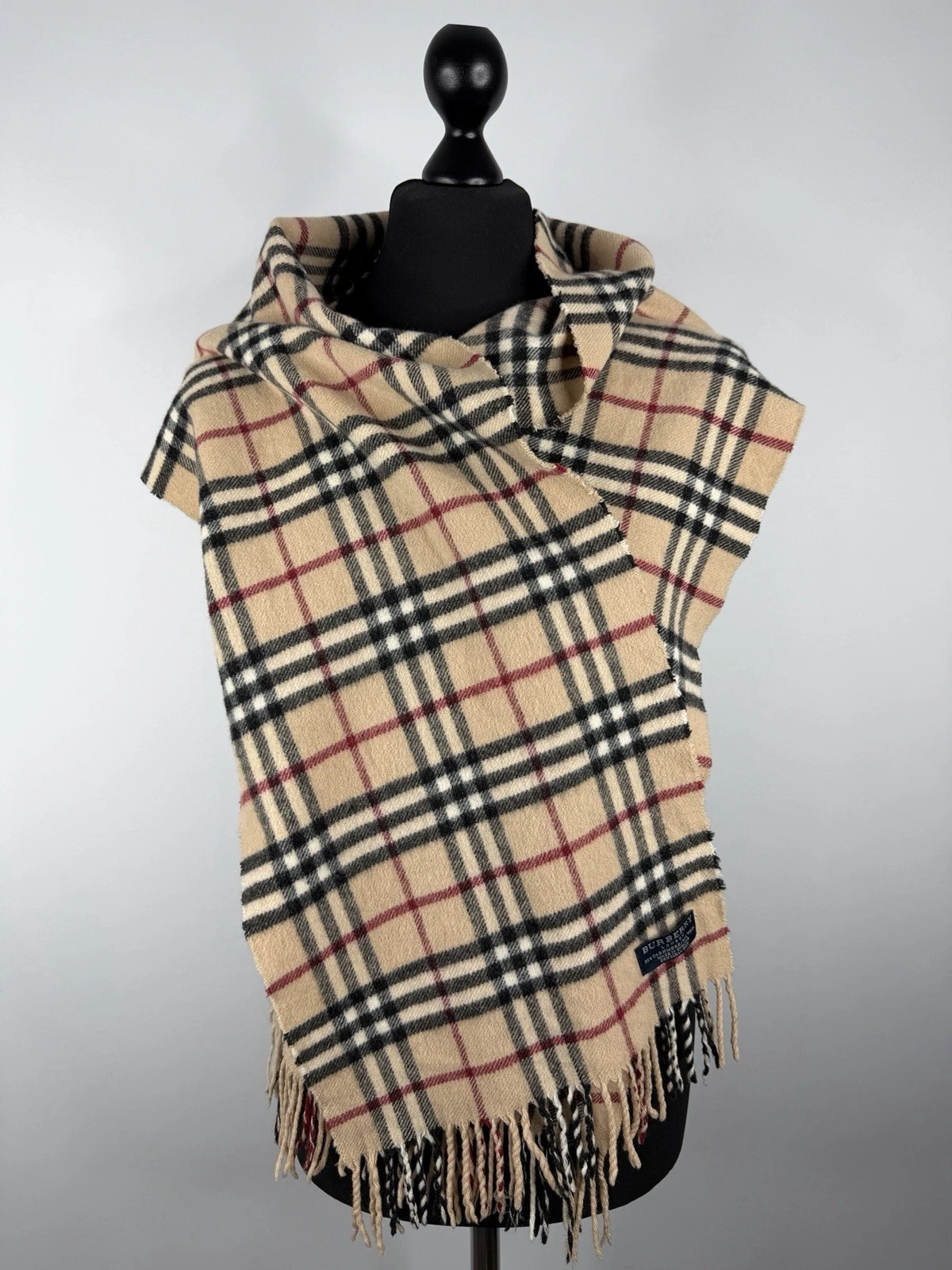 Burberry — Burberry Unisex Cashmere Scarf Beige Nova Check Plaid 185x30
