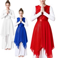 Women Worship Festival Event Dance Sleeveless Dress Church Services Praise