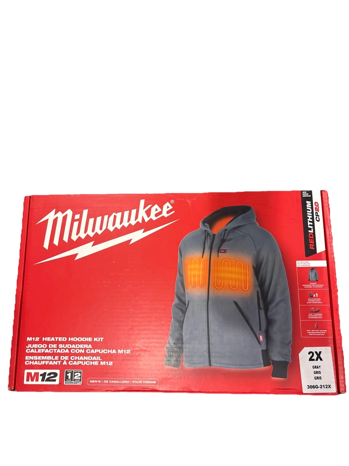 Milwaukee 306-21 Size 2XL Heated Hoodie for Men - Gray (306G-212X)
Opens in a new window or tab