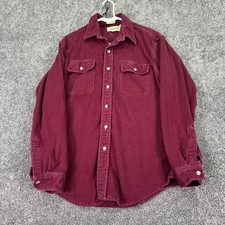 Vtg St. John's Bay Shirt Mens Large Red Chamois Flannel Button Up Made USA