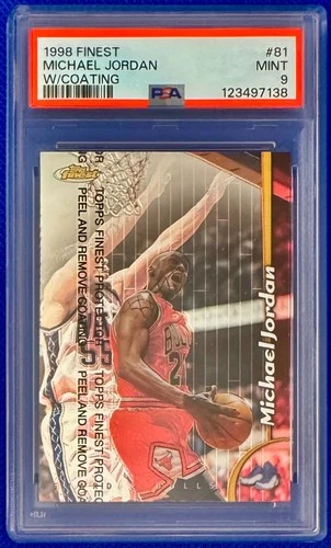 Michael Jordan 1998 Topps Finest with Coating, Card #81 - PSA 9 - Mint