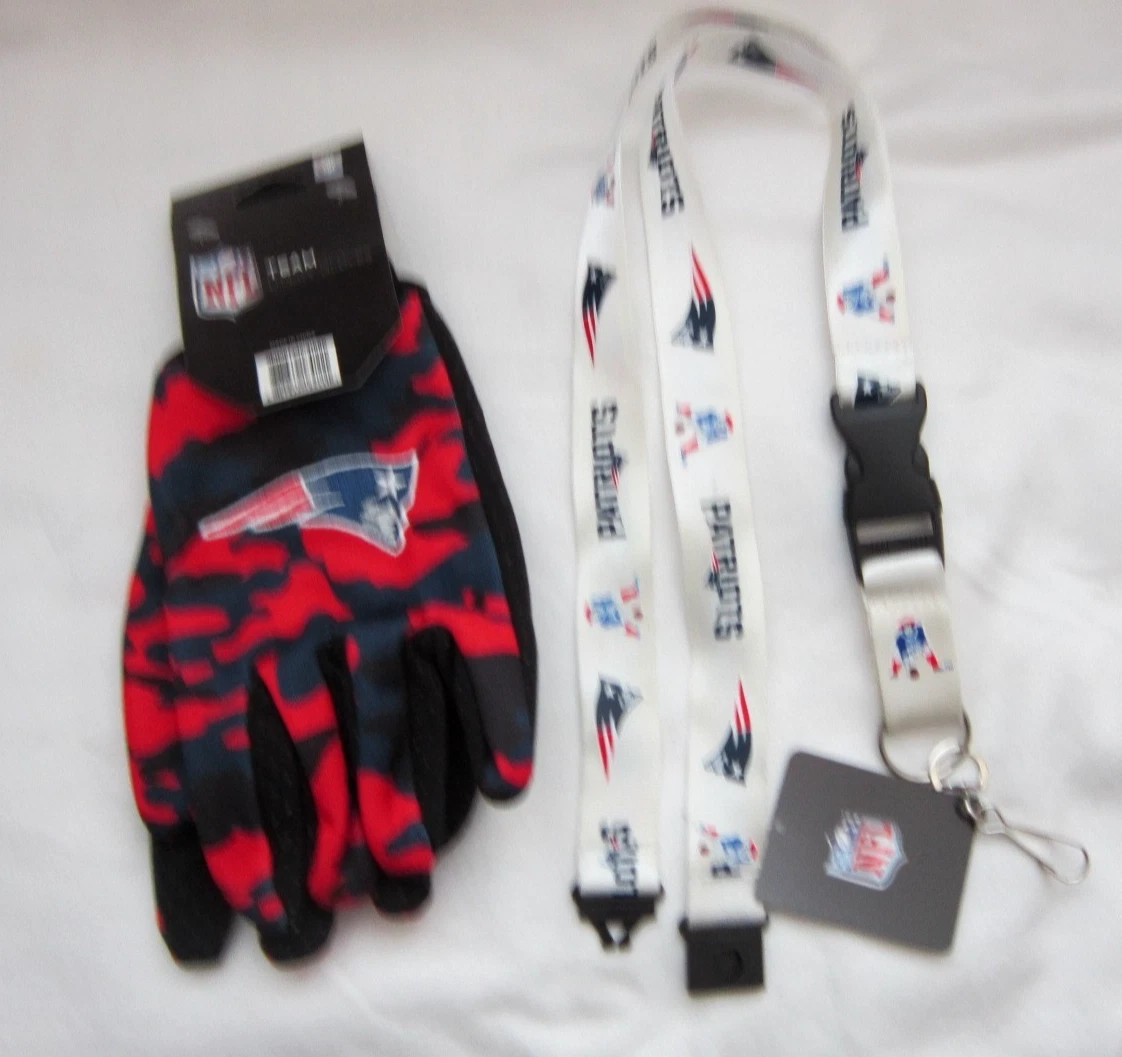 Patriots Camouflage Logo Utility Gloves+Patriots White ID Holder Lanyard-New!
