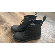 Solovair 8 Eye Derby Boots Mens 11 Black Matte Leather Made in England