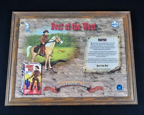 Marx Johnny West Playset 2000 Reissue box lid framed under glass - Pristine