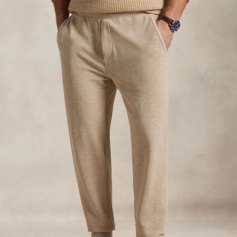 RLX RALPH LAUREN MENS WAFFLE ATHLETIC JOGGERS, BEIGE, NWT $138, LARGE