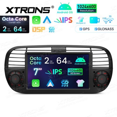 Autoradio für Für Fiat 500 Android 14 Octa Core 64GB 7 Zoll DSP GPS WiFi CarPlay