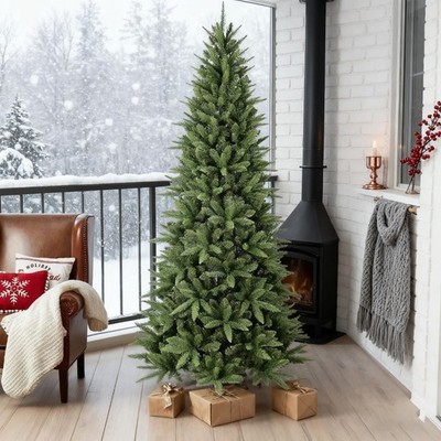 7 ft Slim Pencil Skinny Artificial Christmas Tree with 1180 Branch Tips Green