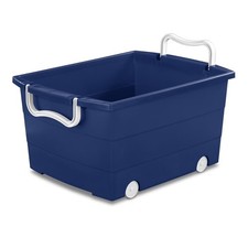 Kids Rolling Toy Storage Bin with Handles, Blue, 22 x 16 x 11 Inches, Organizer
