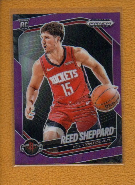 Reed Sheppard 2024-25 Panini Prizm Black Rookie Purple Prizm RC #145 /99