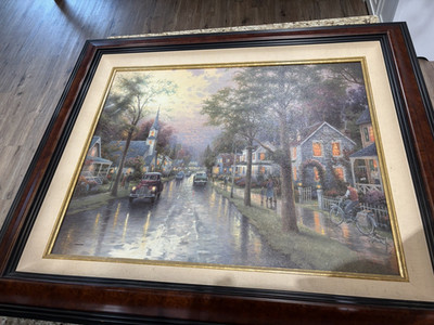 Thomas Kinkade Hometown Morning Canvas Print Limited Edition Numbered