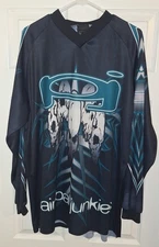 Paintball Junkies PJ Vintage Long Sleeve Jersey Adult XL Black Green Skulls