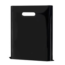 100 Pack Black Plastic Bags, 9"x12" Merchandise Bags With Die Cut Handles Retail