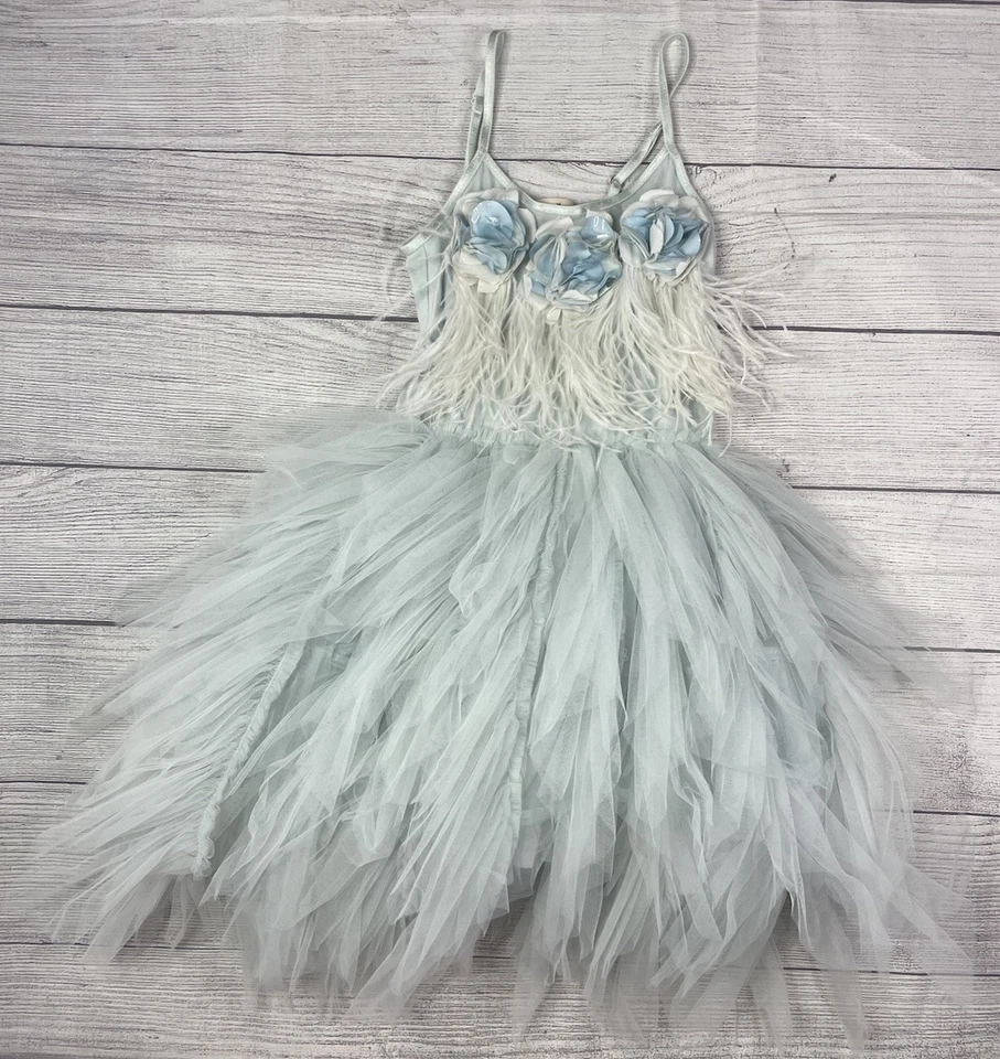 Vestido Tutu Du Monde Reina de Rosas Tutú en Esmalte Aqua talla 6-7 Azul Vestido Pluma Foto 3 de 4