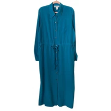 Vintage Diane Von Furstenberg Dress Womens Large Blue Silk Minimalist Lagenlook