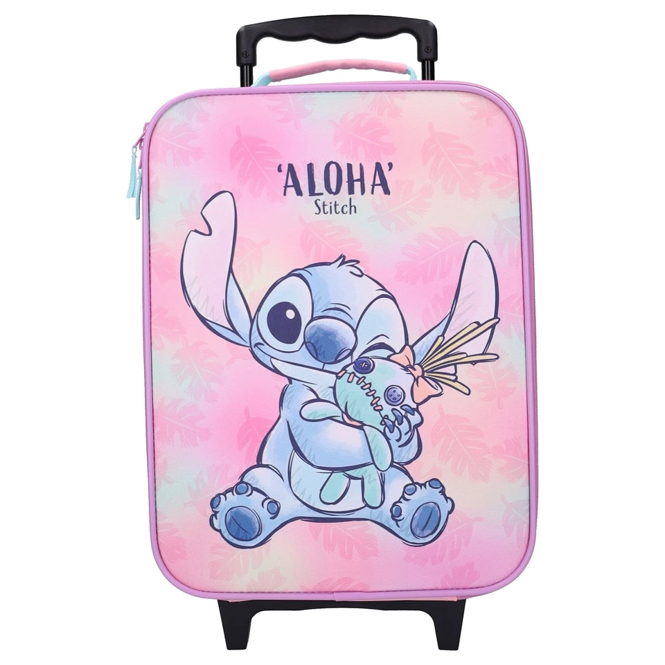 Disney Stitch Trolley Koffer Kinder Mädchen Kinderkoffer mit Rollen Trolly Pink - Bild 4 von 4
